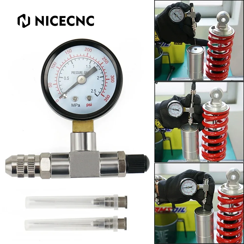 

350psi/600psi UTV Shock Nitrogen Needle Filling Gauge Tool for Yamaha Raptor Polaris RZR CanAm X3 Arctic Cat Fox Ohlins Shock