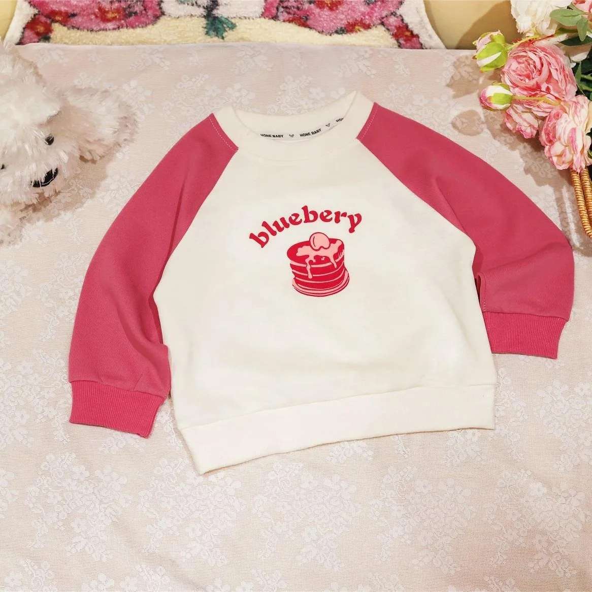 Autumn 2024 Infant Baby Girl Sweatshirt Cotton Cake Print Round Collar Toddler Girl Undershirt Loose Raglan Sleeve Kid Girl Tops