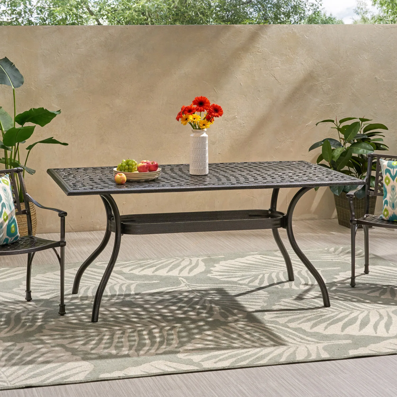 PHOENIX Rectangle Table - Modern Stylish Coffee Side Dining Furniture for Home Office Outdoor, Sturdy Iron Wood Design