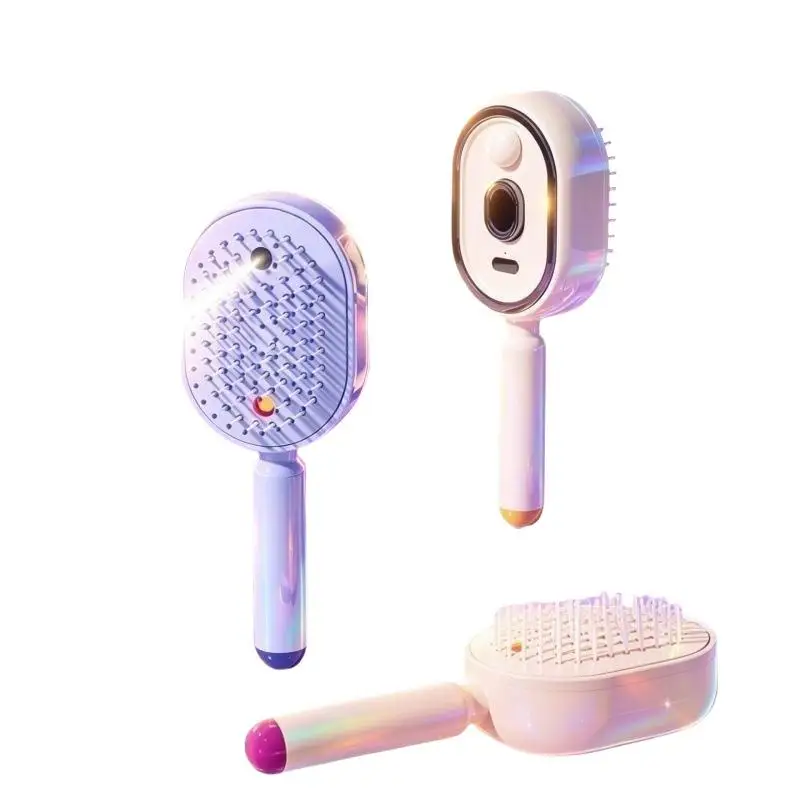 Retractable Spray Hair Brush 2 In 1 Electric Massage Design Reduce Static Frizzy Hair Practical Steam Tool For Daily Hairstyle M