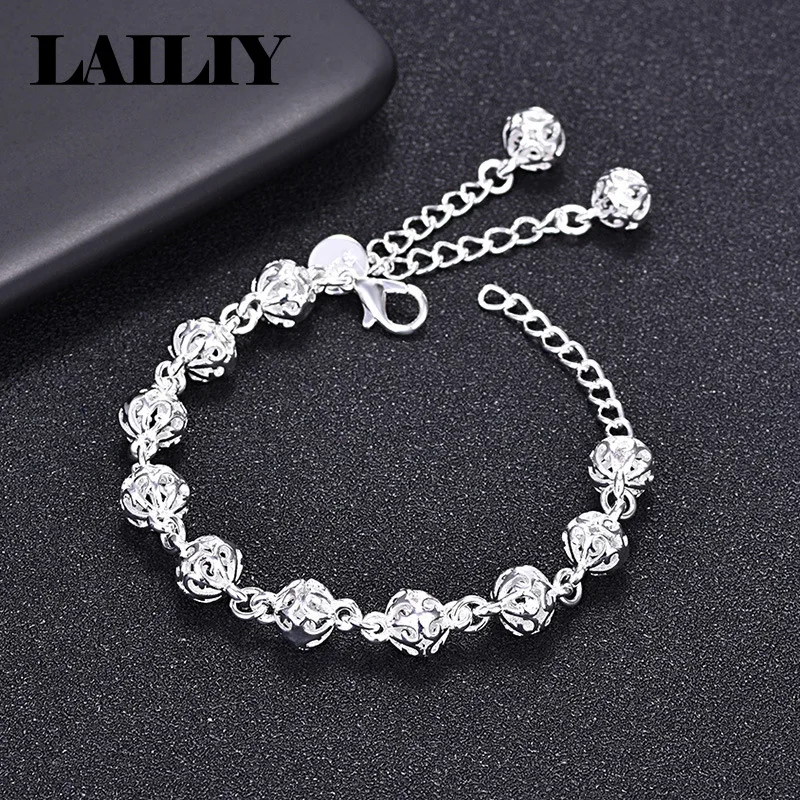 LAILIY 925 Sterling Silver New Hot Selling Gift Hollowed Out Spherical Bracelet Bangle For Women Girls Fashion Jewelry