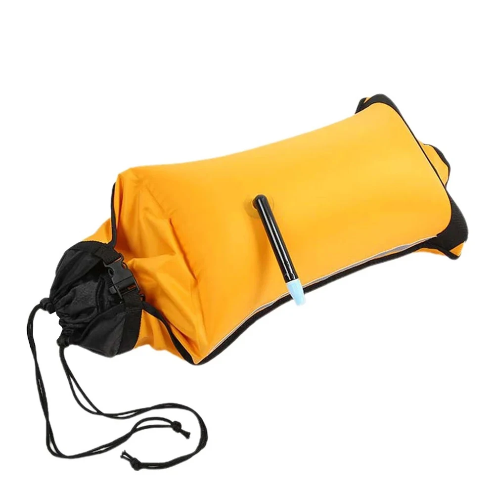 Inflatable Floating Bag With Reflective Strips Safety Tether Quick Release Buckle Autovalve Nylon Paddle Float Kayak Assist