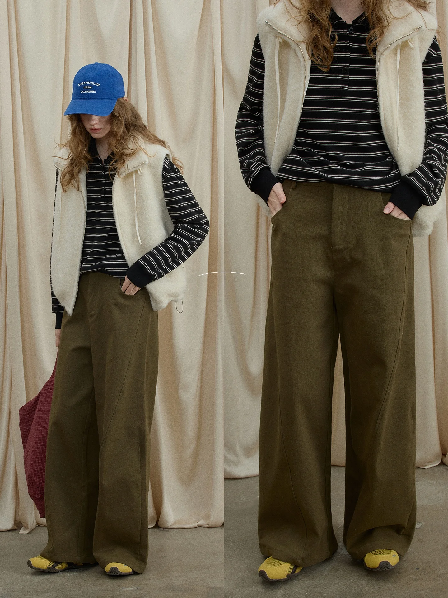 

BMLT Dublin Carnival Early Spring Loose Casual Pants High Waist Slimming Green Cotton Knife Pants Korean Style Ladies
