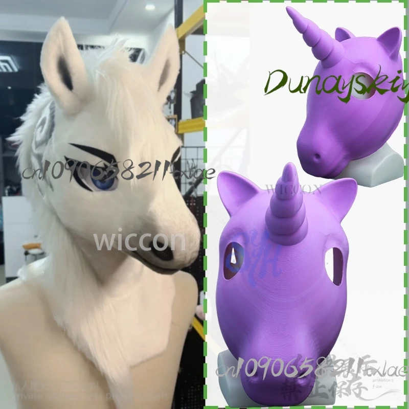 

Аниме Единорог Косплей Пушистый Furrsuit Kawaii 3D Полилактическая кислота Голова База Череп Милая маска Головные уборы DIY Аксессуары Cos Индивидуальные