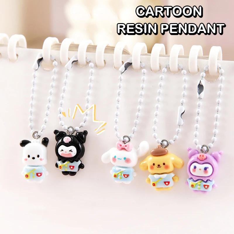 Kawaii Cartoon Kuromi Cinnamoroll Phone Lanyard For Women Girls Cute Beaded Keychain Phone Strap Pendant Bag Decoration Gifts