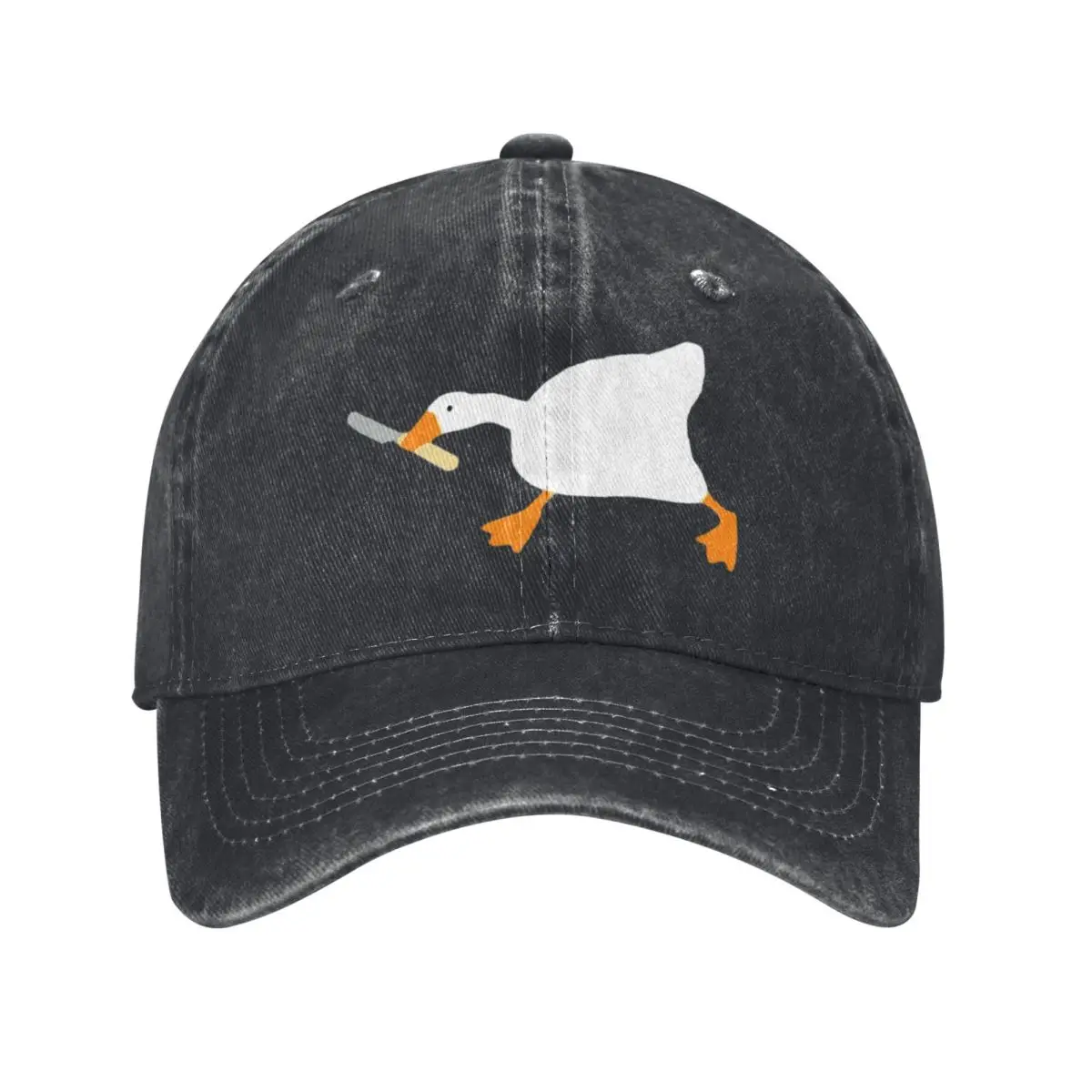 Goose With Knife - Peace Was Never An Option Baseball Caps Fashion Denim Fabric Hats Outdoor Hip Hop Baseball Cowboy Hat
