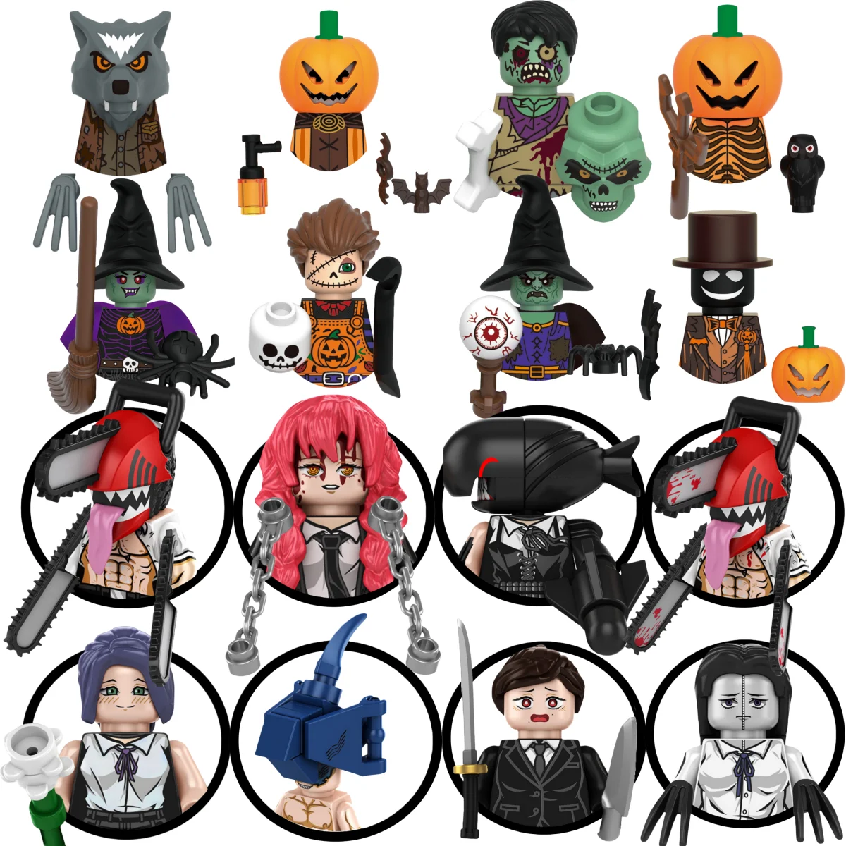 

Слепая коробка TP1046 Строительные блоки Мини-модель Фигурки Бензопилы Человек Denji Pochita Makima Power Movies Броня Подарки на Хэллоуин Игрушки