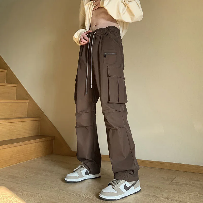 New Spring and Autumn Fashion Brand High Street Design Sense Straight Tube Loose Versatile Handsome Men's Work and Casual Pants