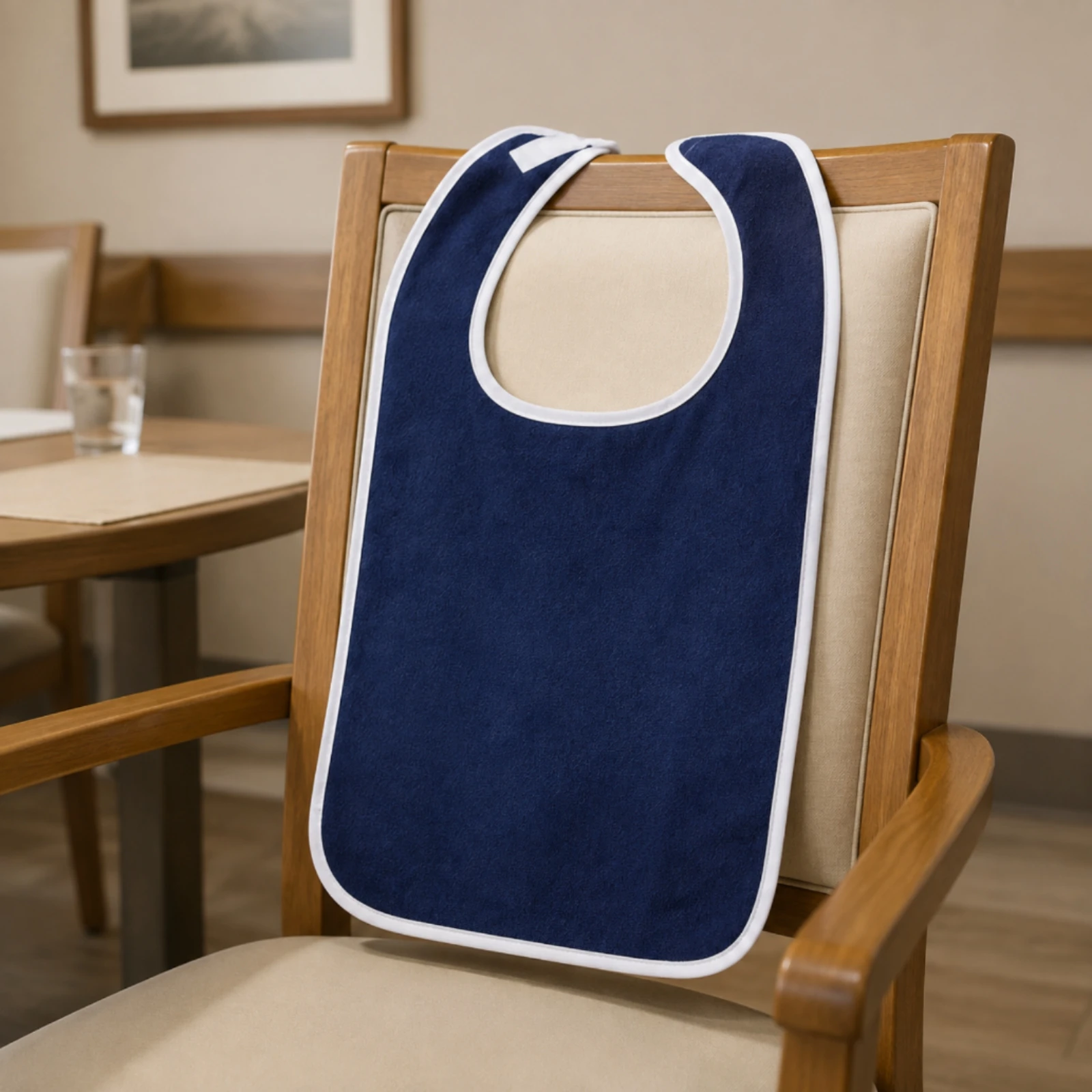 Sleeveless Adult Bib with Edge Binding Low-Maintenance Adult Bib with Hook-and-Loop Closure Clothing Protector Comfortable