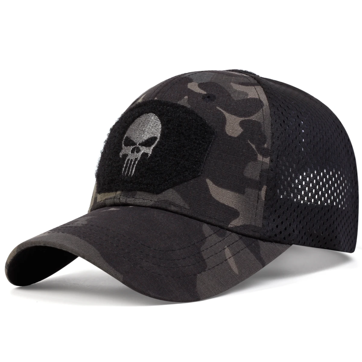 New tide cool Skull Multicam operators mesh baseball cap Men Fitted Cap Tactical Good quality Breathable outdoor sports dad hat