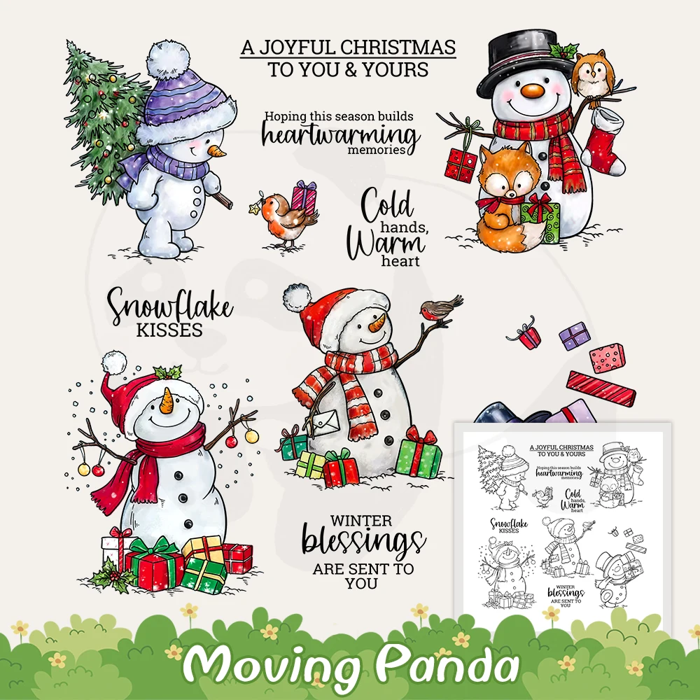 

Winter Snowman Christmas Gifts Cutting Dies Clear Stamp DIY Scrapbooking Metal Dies Silicone Stamps For Cards Album Crafts Decor