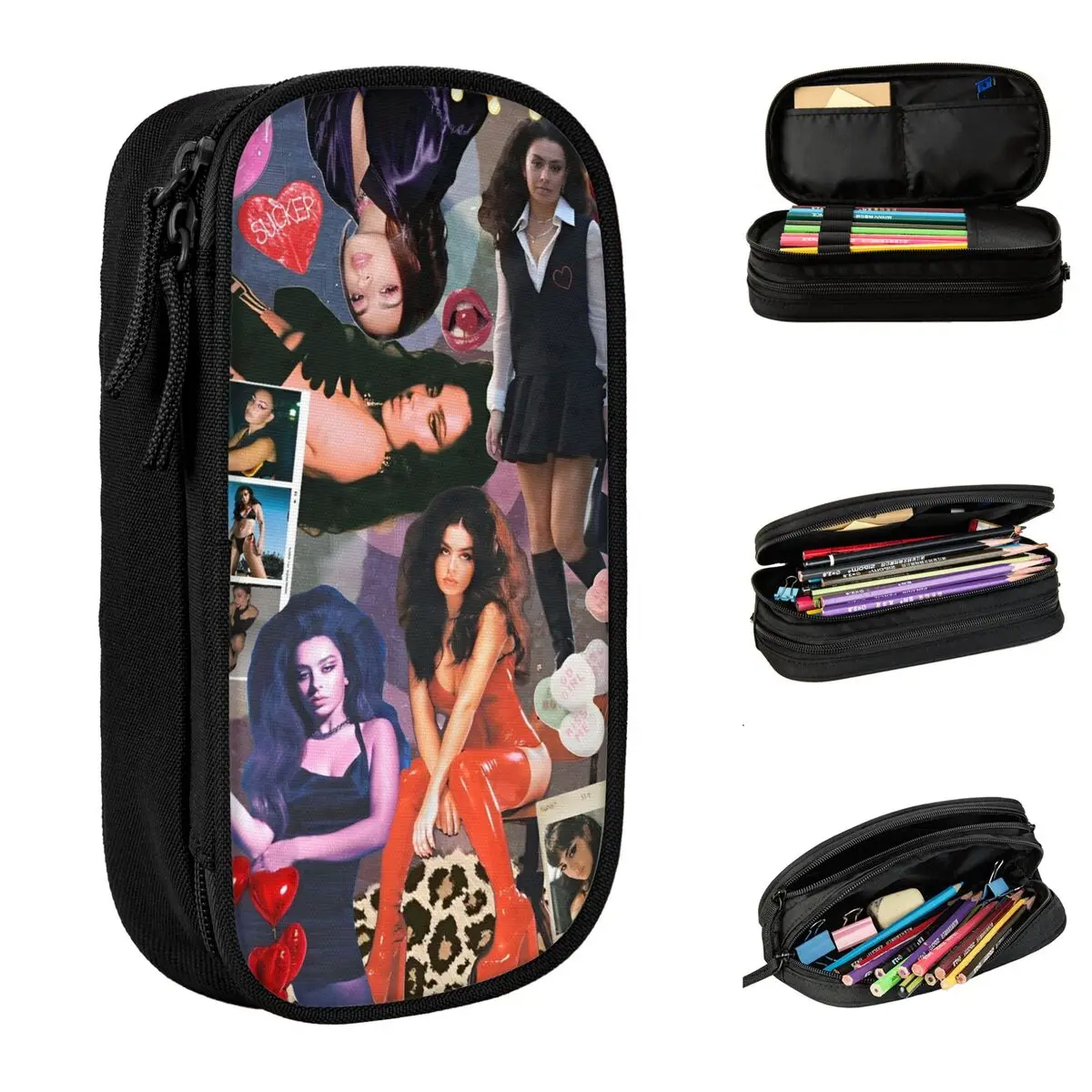 

Lovely Charli Xcx Pencil Case Brat Music Pencilcases Pen Box for Student Large Storage Bags Office Gift Stationery