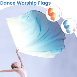 2PCS Dance Worship Flags Praise Dance Flags with Telescopic Pole Half Circle Belly Dance Silk Veils Silk Wing Outdoor Flags