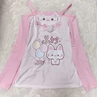 Camisetas japonesas bonitas para mujer, ropa con estampado de mariposas rosas, camisetas con cuello en V y encaje, estampado de anime, hombros descubiertos, estilo Y2K