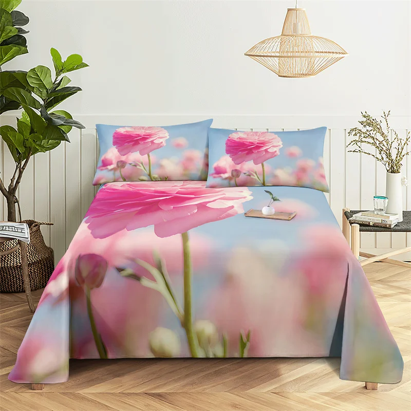 

Flower Plant Queen Sheet Set Girl Lovers Room Rose Bedding Set Bed Sheets and Pillowcases Bedding Flat Sheet Bed Sheet Set