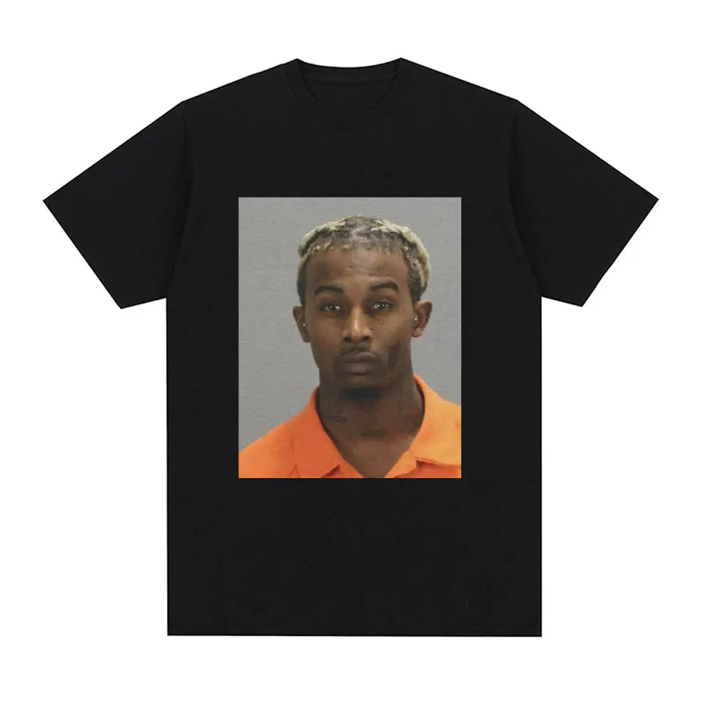 Rapper Playboi Carti Mugshot Graphic T-shirt Men Fashion Vintage Hip Hop T Shirts Casual Cotton Short Sleeve Oversized T-Shirts