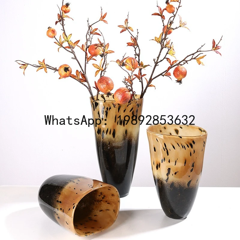 

Glass Vase Brown Gradient Plant Pot Flower Vase Floral Accessories Hydroponics Terrarium Home Decoration Accessories