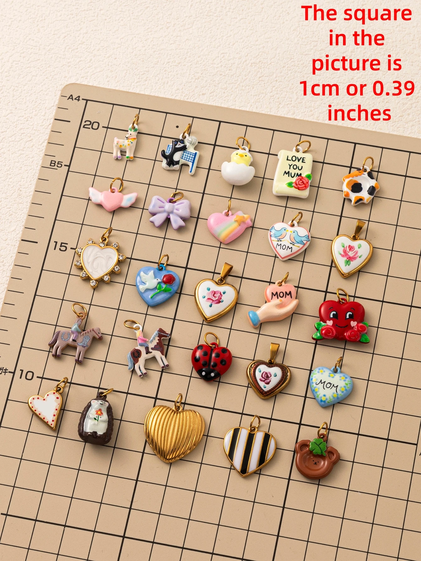 Neue romantische geometrische Liebesblumen-Schleifen-Pony-Igel DIY-Anhänger für Schmuck – Detail 1