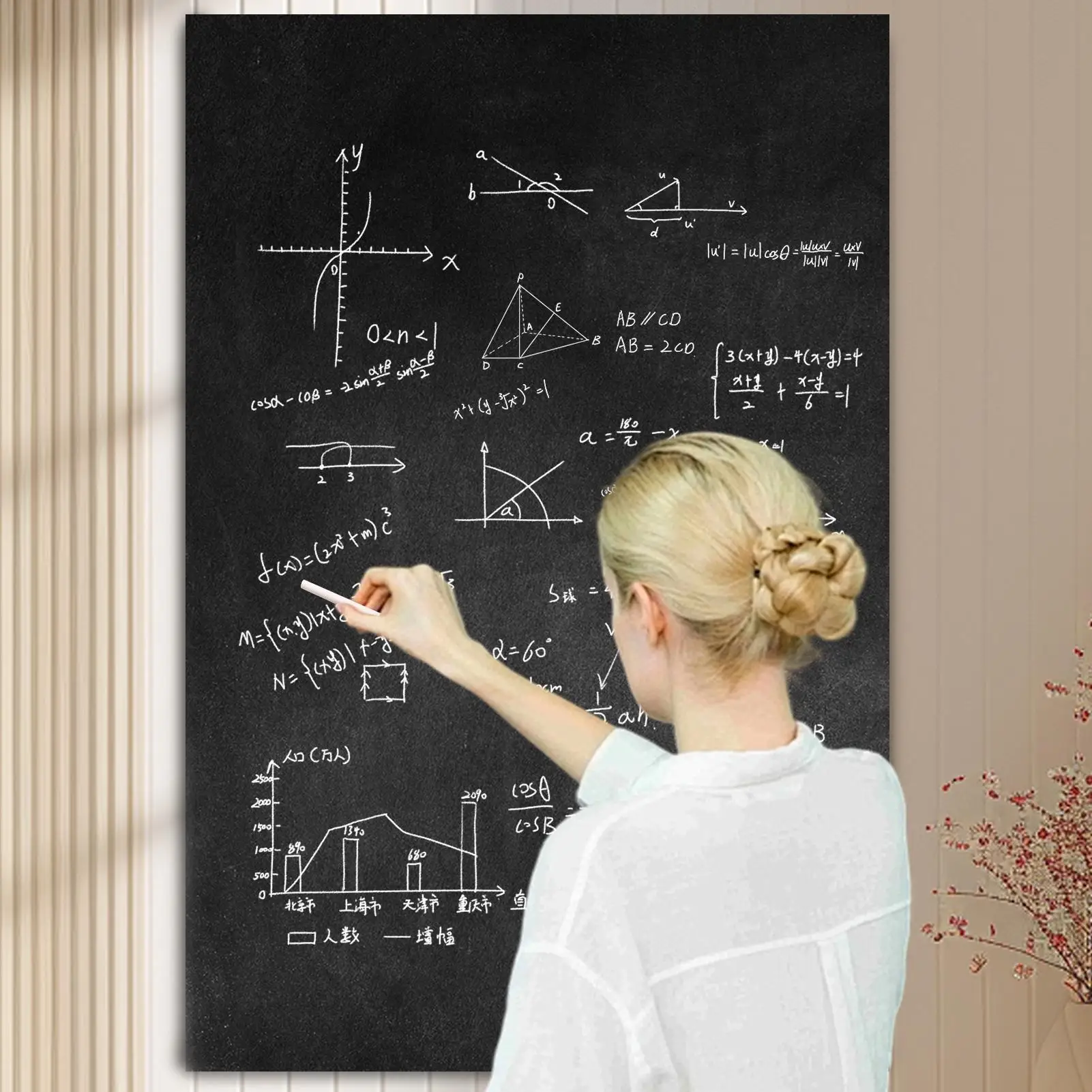 

Chalkboard Wallpaper Stick And Peel Adhesive Blackboard Wallpaper Decal Roll Removable Erasable Black Board Decal For Drawing
