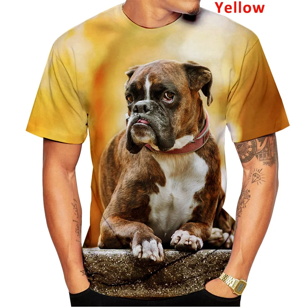 New Fashion 3D Cute Animal Homme Boxer Dog Street Funny Pet Dog T-shirt Animal Puppy T-shirt Size S-4XL