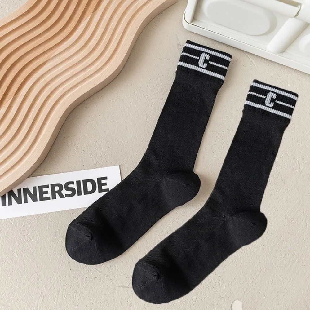 

Женские спортивные гольфы для девочек на открытом воздухе, эластичные носки для гольфа в стиле Лолиты с буквой C, хлопковые дышащие длинные носки