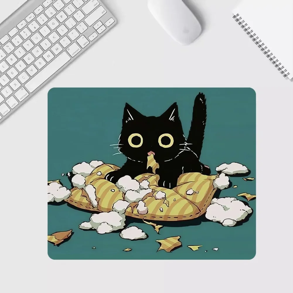 1pc Hot Sell Cute Black Cat Mousepad Computer Desk Accessories Mat Table Keyboard Pad Laptop Cushion Non-slip Kawaii Deskpad Rug