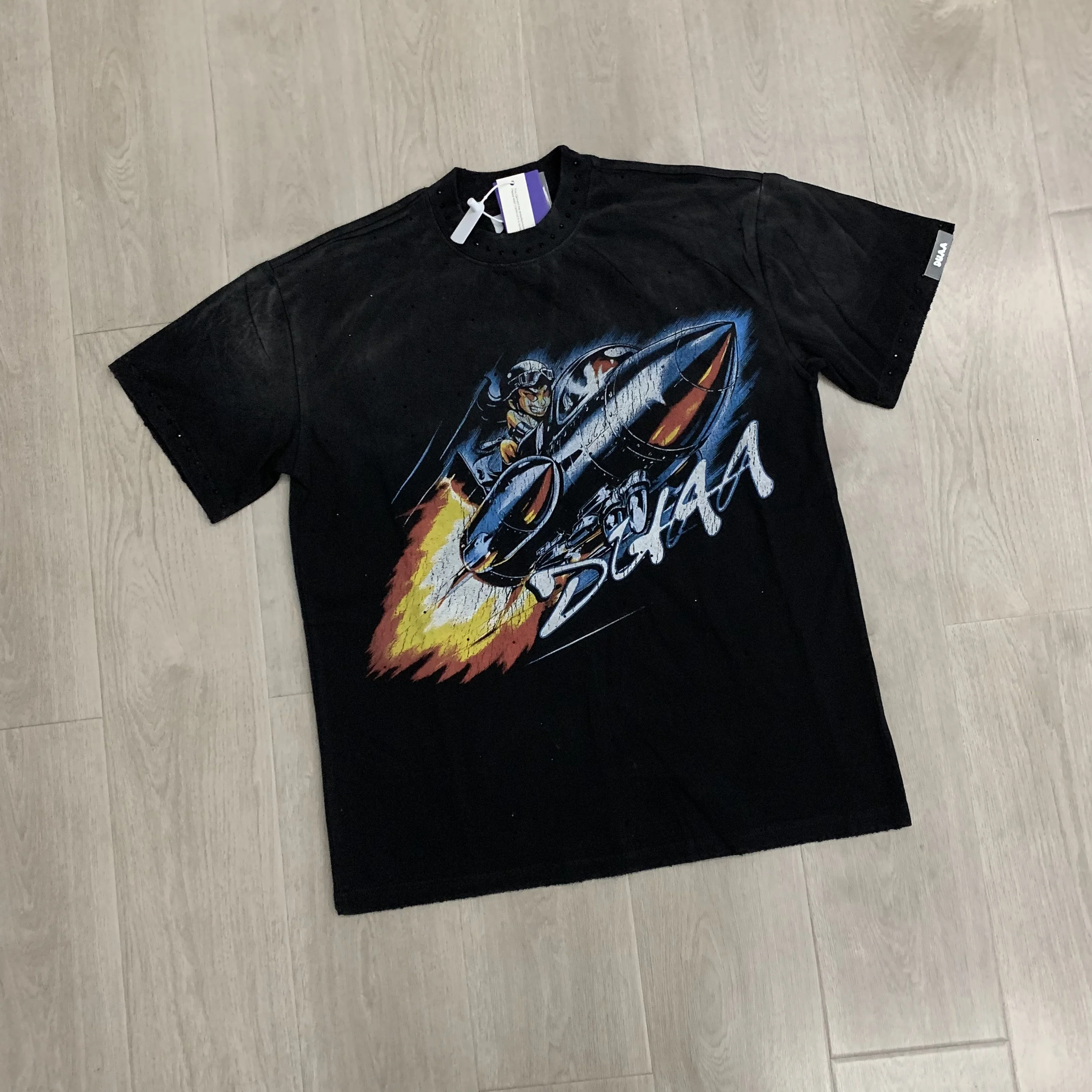 Camiseta DUAA Next Level de manga corta con orificios y pedrería para hombre y mujer, camiseta de la mejor calidad