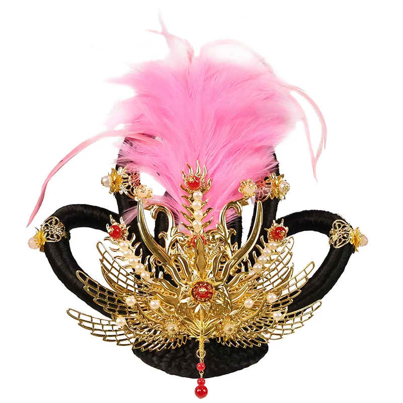 Dun Huang Feather Hair Style Integrated Retro Female Princess Headwear Flying Fairy Bun Hairstyle Accessories Hanfu Hair