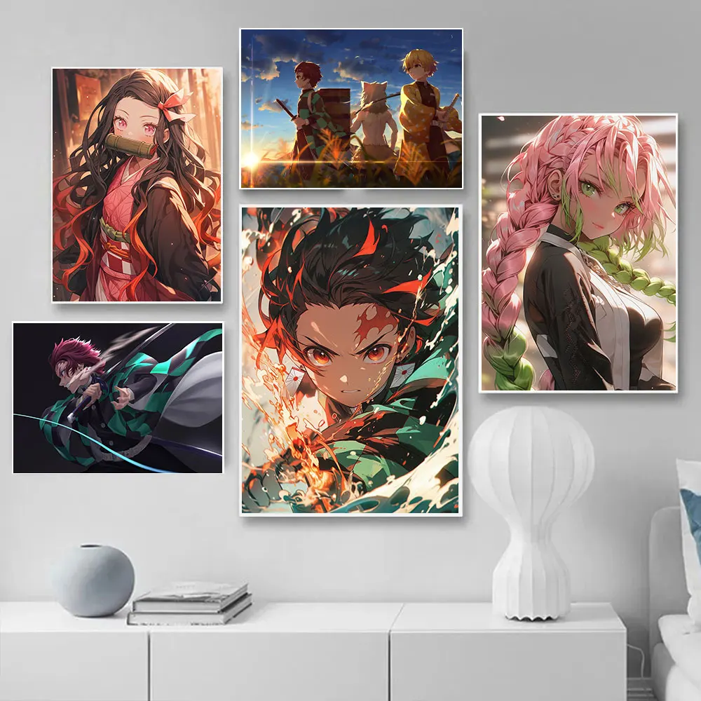 Demon Slayer Artwork Poster Japanese Comic Canvas Painting Character Manga Print Living Room Home Decor Gifts Wall Art Pictures