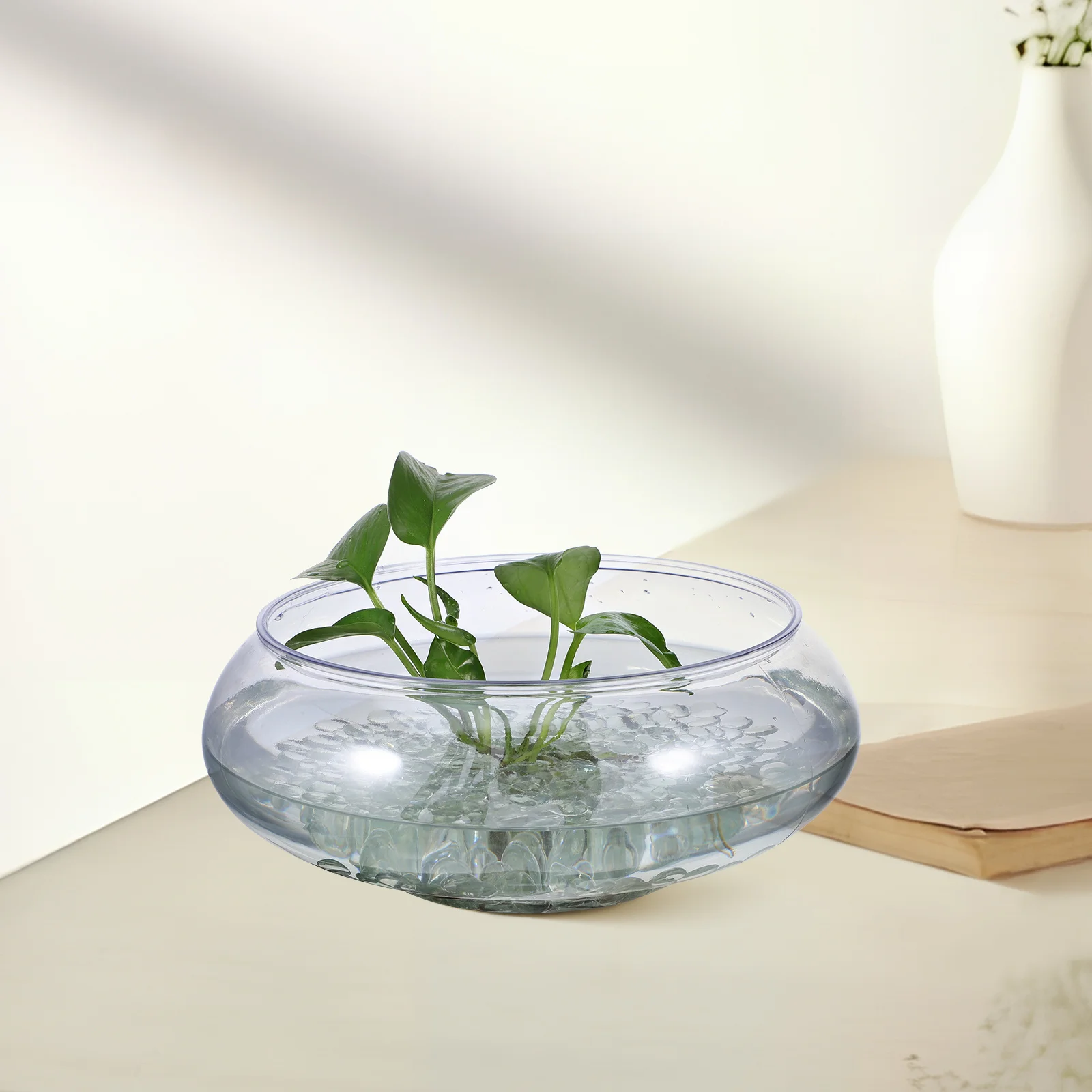 

200Pcs Flat Clear Glass Beads Vase Fillers Aquarium Stones Fish Tank Gravel Flowerpot DIY Craft Decoration Stone Decor