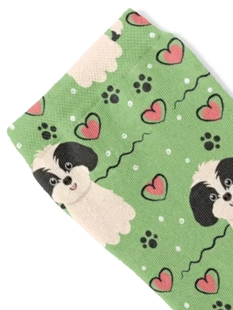 Love Black and White Shih Poo Shihpoo Shih Tzu Poodle Mix Socks man basketball Women Socks Men's