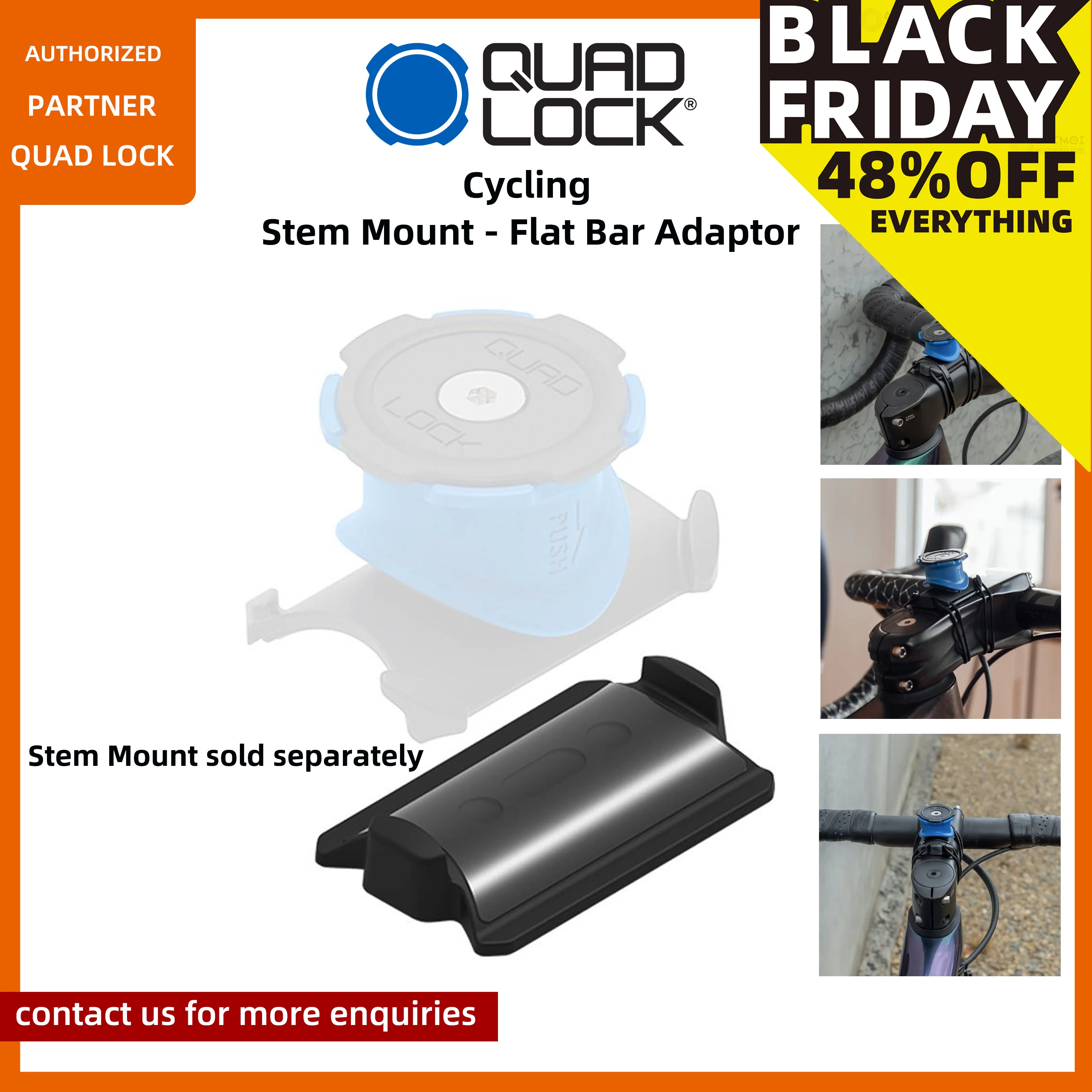 

Quad lock Stem Mount - Flat Bar Adaptor