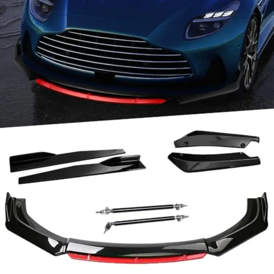 أسود أحمر عالمي 6370 المصد الأمامي الشفاه الفاصل الذقن المفسد طقم الجسم مع 29 الجانب تنورة تمديد لوحة الروك ومضخة خلفية #3