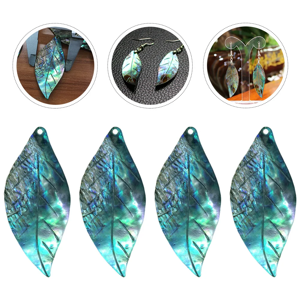 

4Pcs Abalone Shell Leaf Pendant Natural Eco-Friendly DIY Jewelry Material Charms for Necklace Bracelet Earrings Handmade