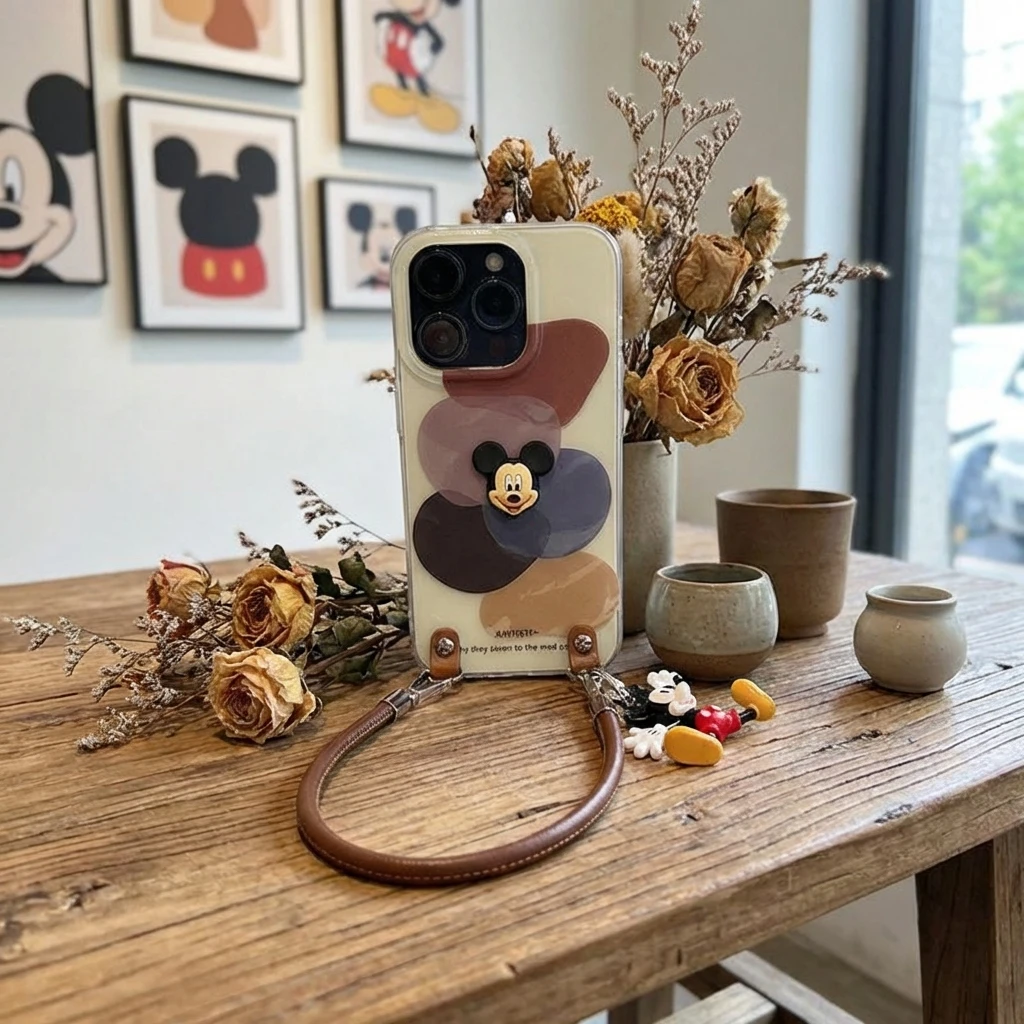 

Mickey Mouse Crossbody Pouch Compatible with iPhone 16 Pro Max 15 Pro New Model 14 13 12 11 Phone Case Cute Cartoon Disney