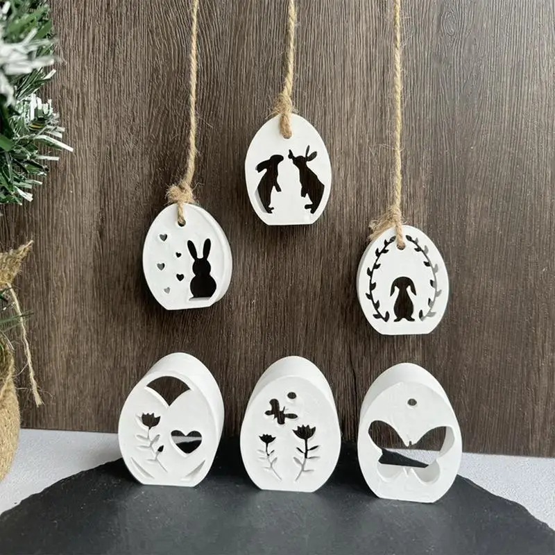 Easter Egg Rabbit Lamp Silhouette Silicone Mold 6-hole Easter Egg Gypsum Ornament Resin Mold