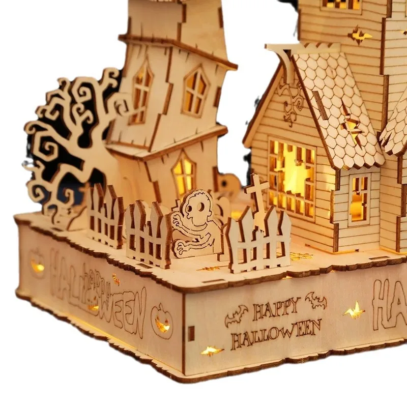 Nieuwste Hot 3d Puzzel Houten Kerst Halloween Spookhuis 3d Kasteel Decoratie Kinderen Hand Gemonteerde Puzzel Speelgoed Geschenken Nieuw