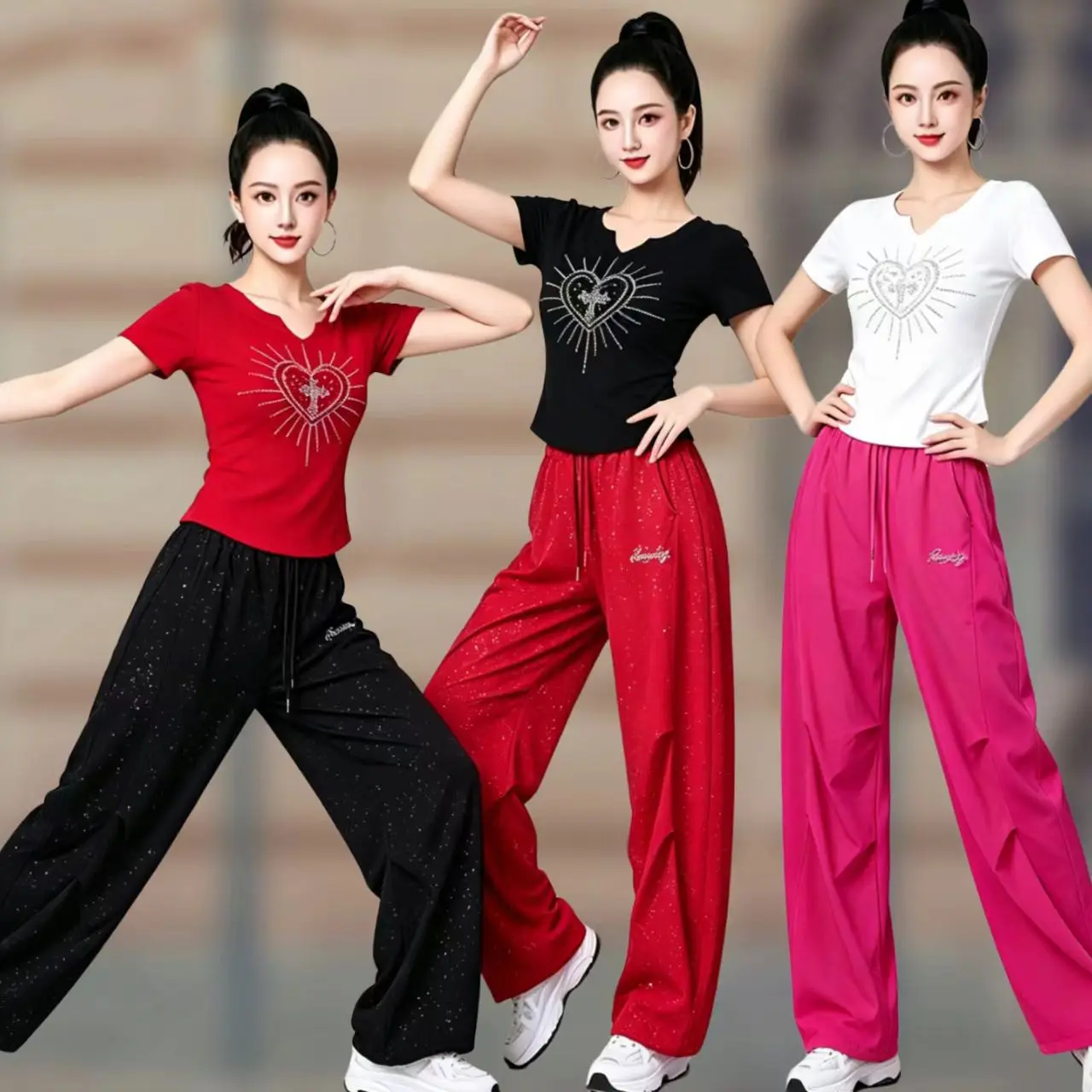 conjunto-de-danza-para-adelgazar-y-hacer-ejercicio-top-de-manga-corta-pantalones-anchos-uniforme-de-equipo-cintura-alta