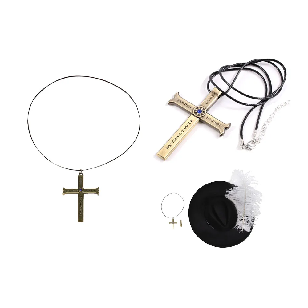 Adult Men Mihawk Cosplay Fantasy Cross Necklace Hat Anime Cosplay Disguise Roleplay Props Costume Accessories