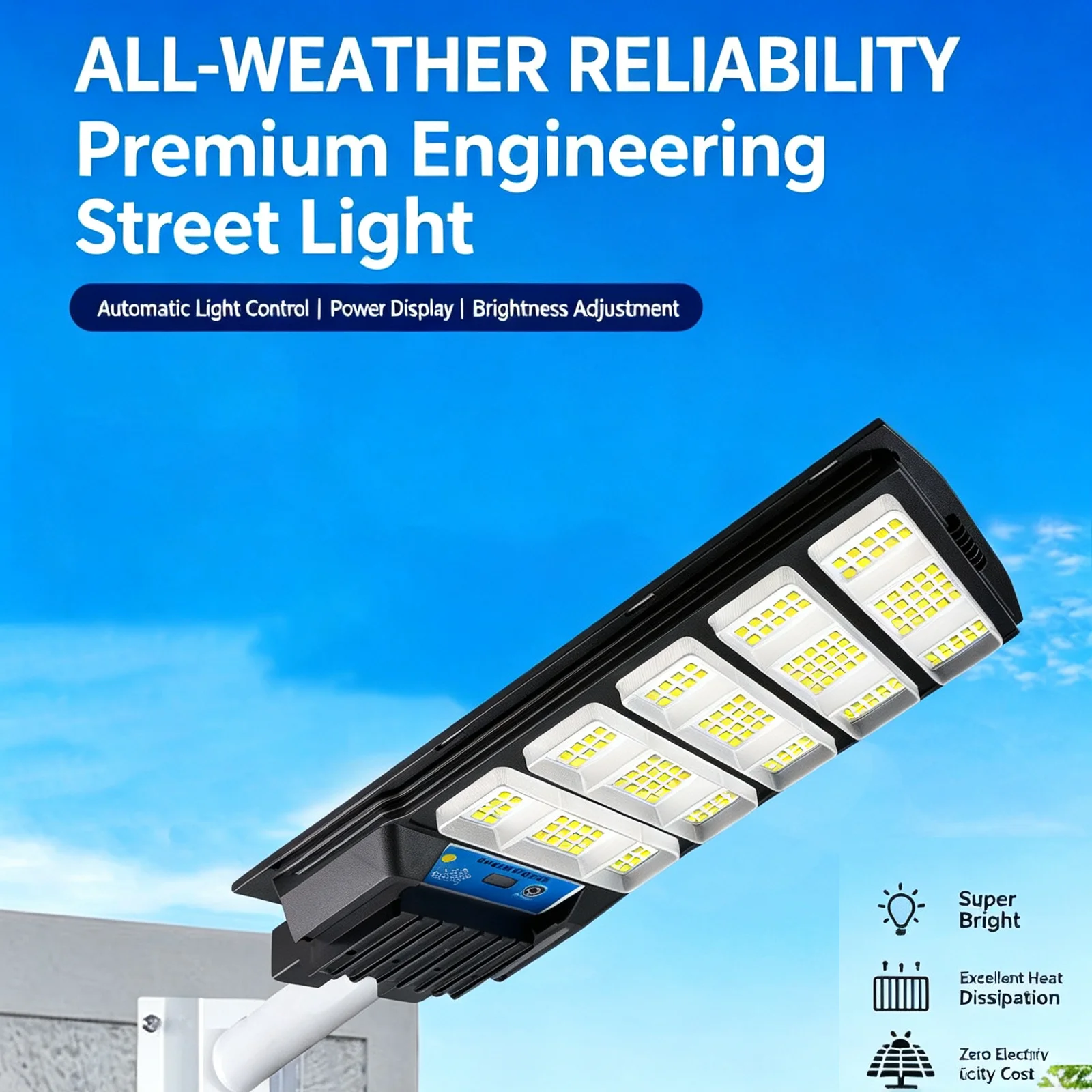 All in One Solar Street Light LED Outdoor Garden Lamp, Motion Sensor & Light Control Auto On/Off, Remote Control Waterproof Sola