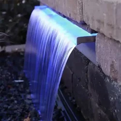 Stainless Steel Swimming Pool Waterfall Wall Water Fountain Decoration Water Blade Water Cascade Descent with Led Light