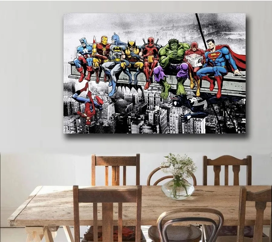 Miniso Disney Marvel Avengers Spiderman Iron Man Poster Superhero Wall Art Print Canvas Painting Living Room Bedroom Home Decor