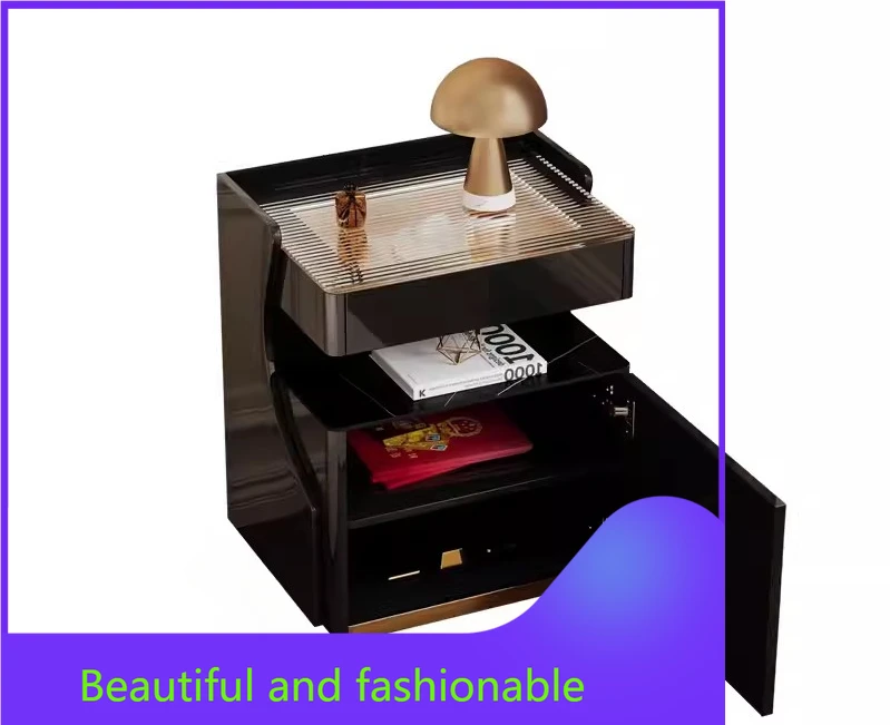 

Modern Minimalist Bedside Table Safe Multi-Functional Light Luxury High-Grade Wireless Charger Smart Safe Furniture Bedroom