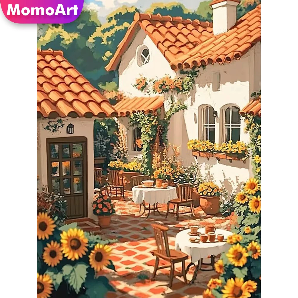 Momoart Full Square Round Diamond Painting House DIY Diamond Mosaic Garden Landscape Craft Kit Embroidery Home Decoration