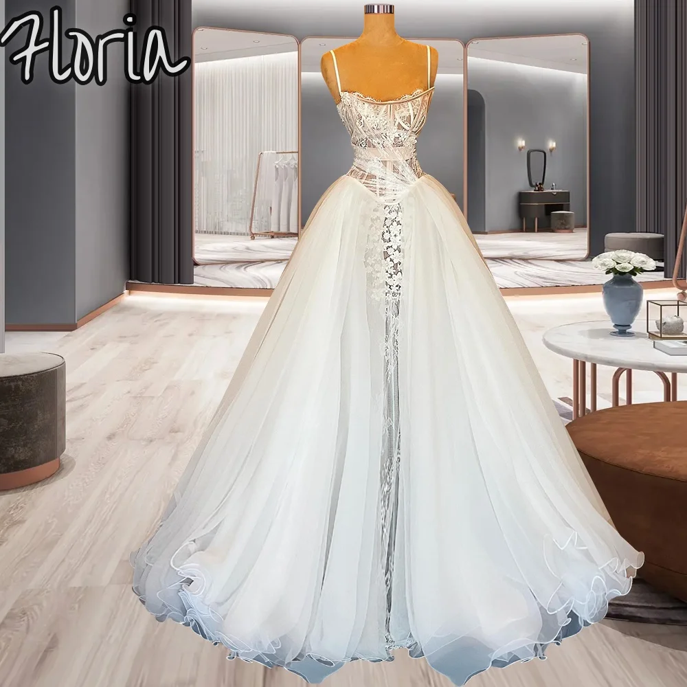 

2024 New Simple Lace Corset Wedding Dresses A-line Spaghetti strap Multi Layers Organza Bridal Gowns Vestina De Novia