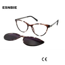 TR90 Memory Alloy Cat Eye Glases Frame Women Fashion Optical Eyewear Cateye Polarized Magnetic Sunglasses Prescription Eyeglass