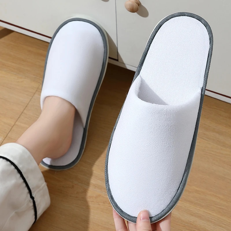 1Pair Portable Travel Foldable Disposable Slippers Men Women Solid Color Flat Sole Home Slippers Man Hotel Beach Slides Shoes