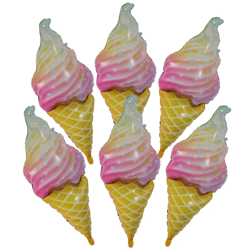 6Pcs Summer Ice Cream Foil Helium Balloons Birthday Theme Party Decoration Baby Shower Aluminum Film Air Globos Kids Toys Set