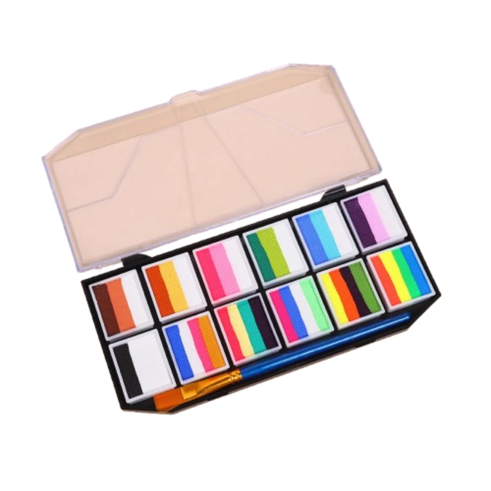 Rainbow Striped Multicolour Body Face Painting Kit Makeup Long Lasting Halloween Makeup Tool Clown Tattoo Body Art Painting