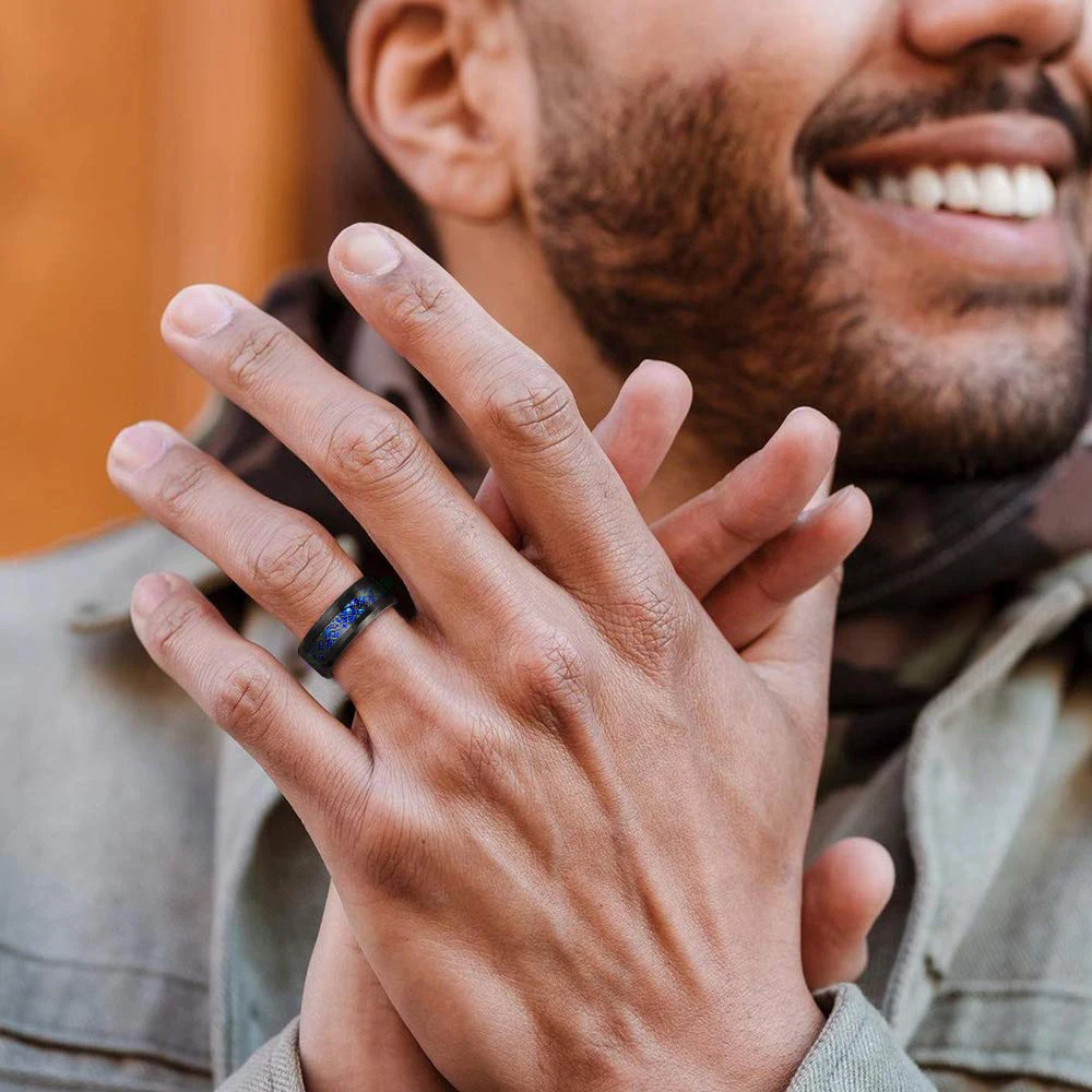 Anelli di coppia di ciondoli per uomo anello di drago celtico in acciaio inossidabile cuore zircone nero fedi nuziali da donna Set gioielli di san valentino